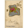 Bonne Fête: Bunch Of Flowers *1 (Vintage Embroidered PC ~1910s)