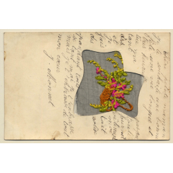 Bonne Fête: Bunch Of Flowers *1 (Vintage Embroidered PC ~1910s)
