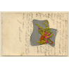 Bonne Fête: Bunch Of Flowers *1 (Vintage Embroidered PC ~1910s)