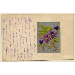 Bonne Fête: Bunch Of Flowers *2 / Xmas (Vintage Embroidered PC ~1910s)