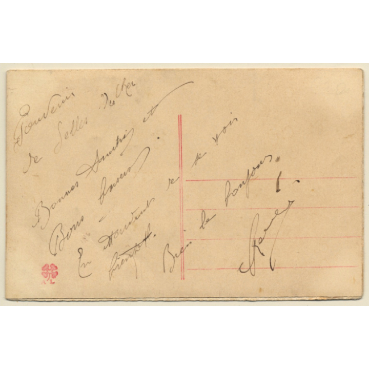 Je Meurs Ou Je M'Attache: Flower Wreath (Vintage Embroidered PC ~1910s)