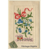 Marie: Flower - Forget-Me-Not - Bow (Vintage Embroidered PC ~1910s)