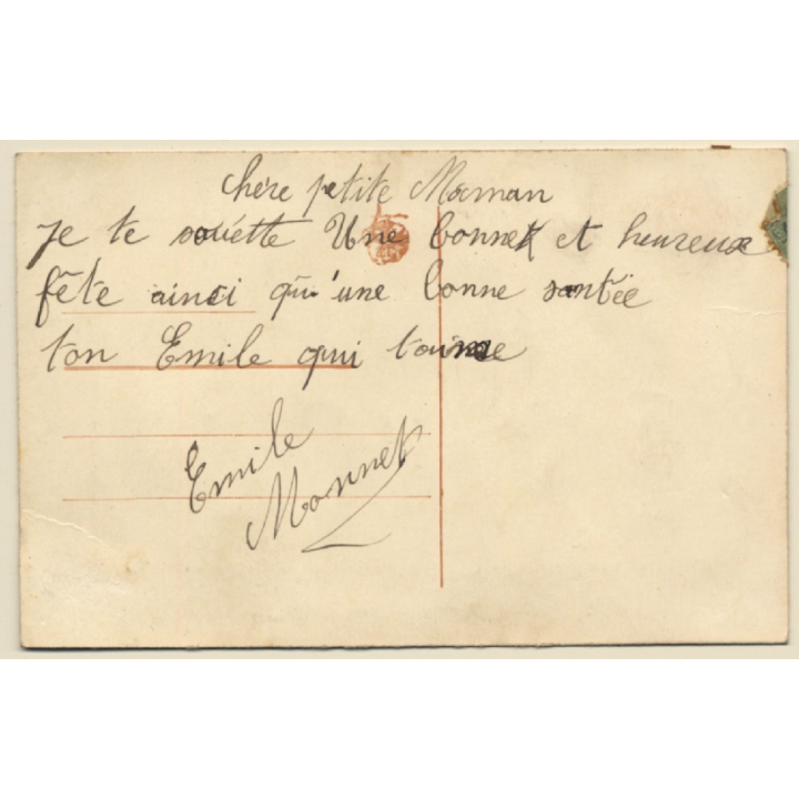 Marie: Flower - Forget-Me-Not - Bow (Vintage Embroidered PC ~1910s)