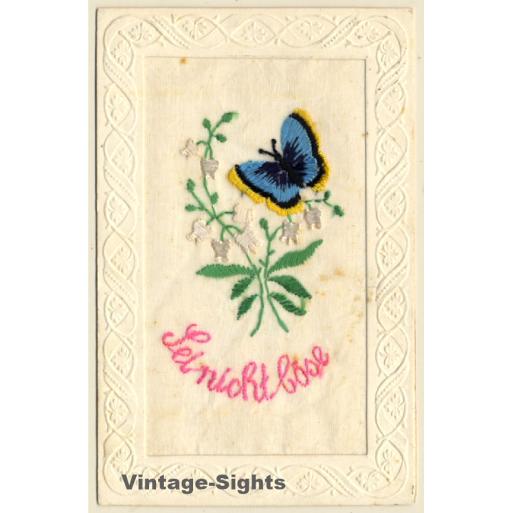 Sei Nicht Böse: Flower Wreath - Butterfly (Vintage Embroidered PC 1925)