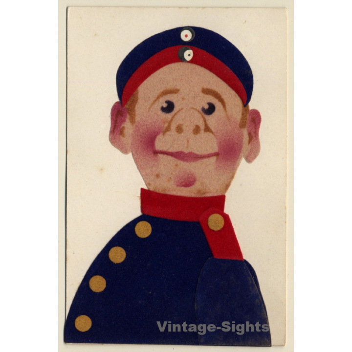 Police Bobby - Military Officer / Felt (Rare Vintage Handmade PC 1912)