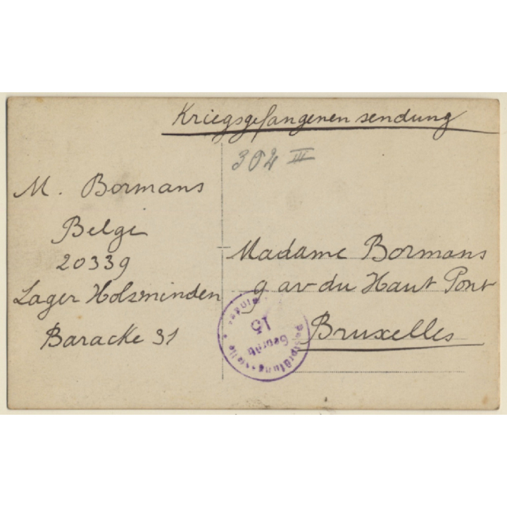 Kriegsgefangenenlager Holzminden: Portrait of M. Bormans (Vintage RPPC WW1 ~1910s)