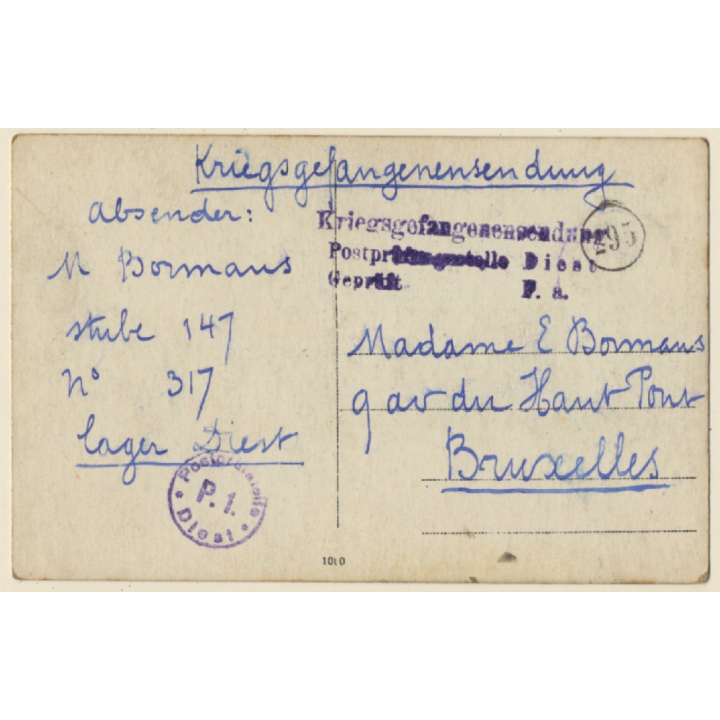 Kriegsgefangenenlager Holzminden: M. Bormans & 2 Prisoners (Vintage RPPC WW1 ~1910s)