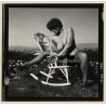 Erotic Study: Racy Busty Semi Nude Pin-up Outdoors*5 / Rocking Chair (Vintage Contact Sheet Photo 1970s/1980s)