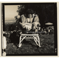 Erotic Study: Racy Busty Semi Nude Pin-up Outdoors*18 / Panties (Vintage Contact Sheet Photo 1970s/1980s)