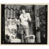 Erotic Study: Racy Busty Semi Nude Pin-up In Garden House*3 / Standing (Vintage Contact Sheet Photo 1970s/1980s)