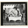 Erotic Study: Racy Busty Semi Nude Pin-up In Garden House*4 / Wicker Chair (Vintage Contact Sheet Photo 1970s/1980s)