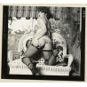 Erotic Study: Racy Busty Semi Nude Pin-up In Garden House*6 / Rear View (Vintage Contact Sheet Photo 1970s/1980s)