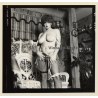 Erotic Study: Racy Busty Semi Nude Pin-up In Garden House*8 / Standing - Sulky (Vintage Contact Sheet Photo 1970s/1980s)