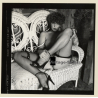 Erotic Study: Racy Busty Semi Nude Pin-up In Garden House*10 / Eyes Chair (Vintage Contact Sheet Photo 1970s/1980s)