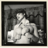 Erotic Study: Racy Busty Semi Nude Pin-up In Garden House*15 / Boobs (Vintage Contact Sheet Photo 1970s/1980s)