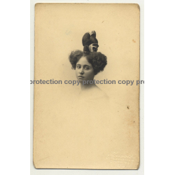 Woman W. Crazy Upstyle Hairstyle / Fashion (Vintage Postcard A. Louvois 1919)