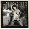 Erotic Study: Racy Busty Semi Nude Pin-up In Garden House*30 / Boobs (Vintage Contact Sheet Photo 1970s/1980s)