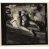 Erotic Study: Racy Busty Semi Nude Pin-up In Garden House*31 / Funny Pose (Vintage Contact Sheet Photo 1970s/1980s)