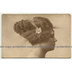 Side View Of Artistic Upstyle Hairstyle / Fashion (Vintage Postcard A. Louvois 1920)
