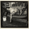 Erotic Study: Racy Busty Semi Nude Pin-up In Garden House*34 / Legs - Thighs (Vintage Contact Sheet Photo 1970s/1980s)