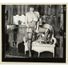 Erotic Study: Racy Busty Semi Nude Pin-up In Garden House*36 / Garter (Vintage Contact Sheet Photo 1970s/1980s)