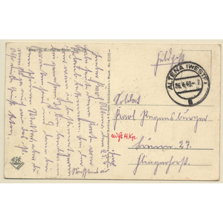 Altena / Germany: Evangelisches Krankenhaus (Vintage PC 1940)