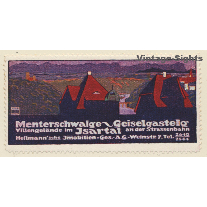 Ludwig Hohlwein: Menterschwaige Geiselgasteig Isartal (Vintage Vignette 1910)