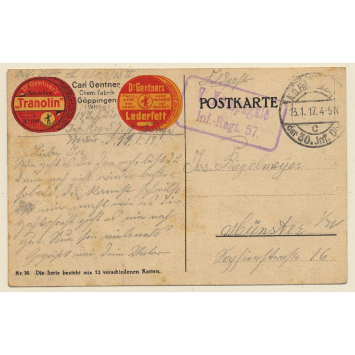 Generalstabschef Jostow / Carl Gentner Chem. Fabrik Göppingen (Vintage PC 1917)