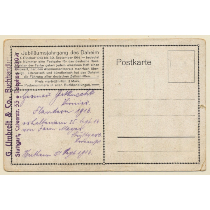 Ludwig von Zumbusch: 50 Jahre Zeitung Daheim (Vintage PC 1916)