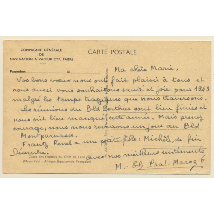 Mayo Kebi / Chad: Cases Des Femmes Du Chef De Leré (Vintage PC 1943)