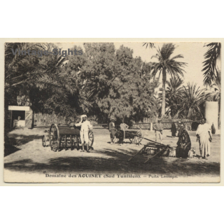 Aouinet / Tunisia: Puits Lesseps - Plow - Agriculture (Vintage PC 1932)