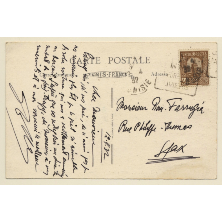 Aouinet / Tunisia: Puits Lesseps - Plow - Agriculture (Vintage PC 1932)