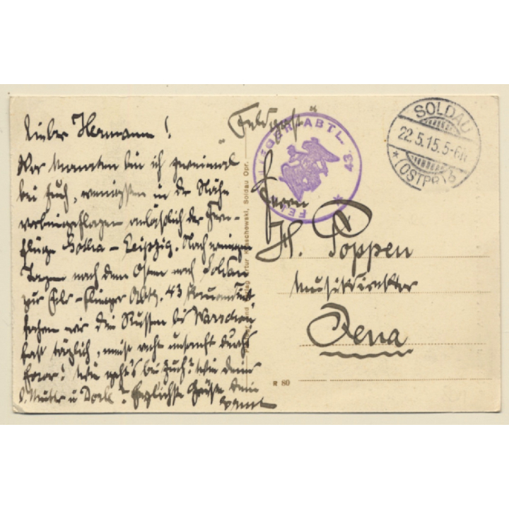 Soldau / Ostpreussen: Zerstörte Kirche / WW1 (Vintage PC 1915)