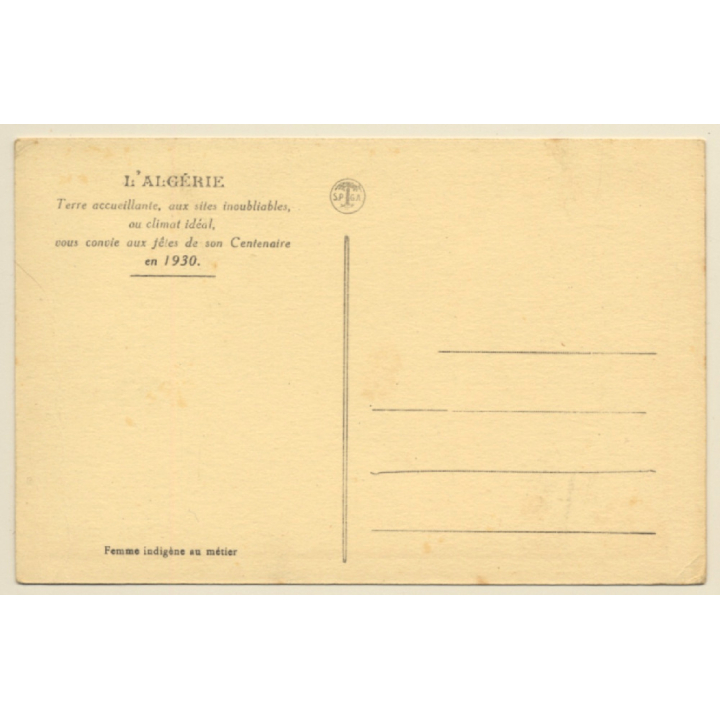 Algeria: Native Female Weaver at large Loom (Vintage PC 1930)