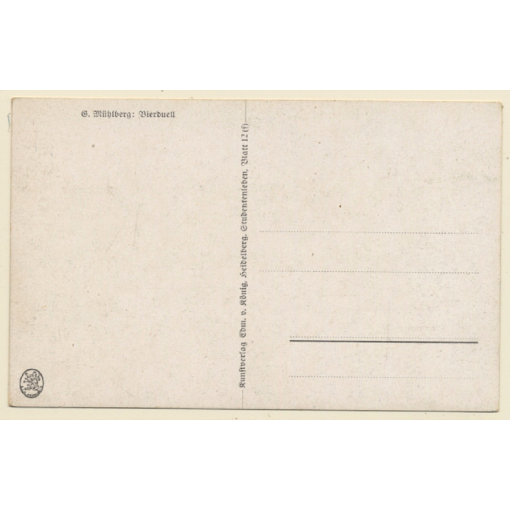 G.Mühlberg: Bierduell / Student Toasts - Beer Mug (Vintage PC ~1910s)