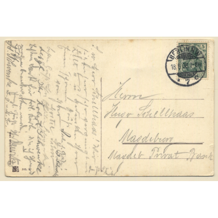 Little Bavarian Girl with Stein on Beer Barrel / Poetry (Vintage PC 1908)