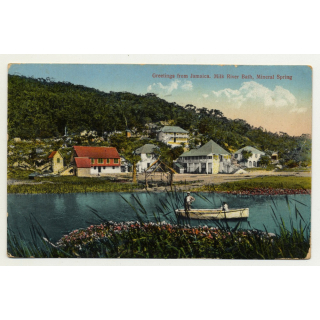 Greetings From Jamaica / Milk River Bath, Mineral Spring (Vintage Postcard 1927)