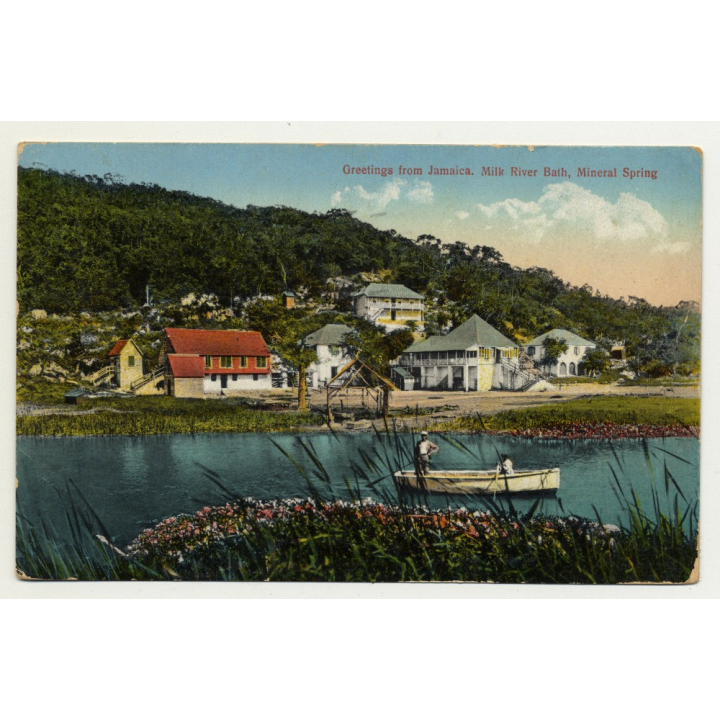 Greetings From Jamaica / Milk River Bath, Mineral Spring (Vintage Postcard 1927)