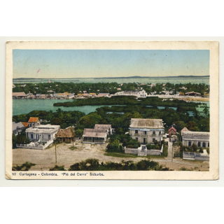 Cartagena / Colombia: Pié del Cerro - Suburbs (Vintage Colored Postcard 1929)