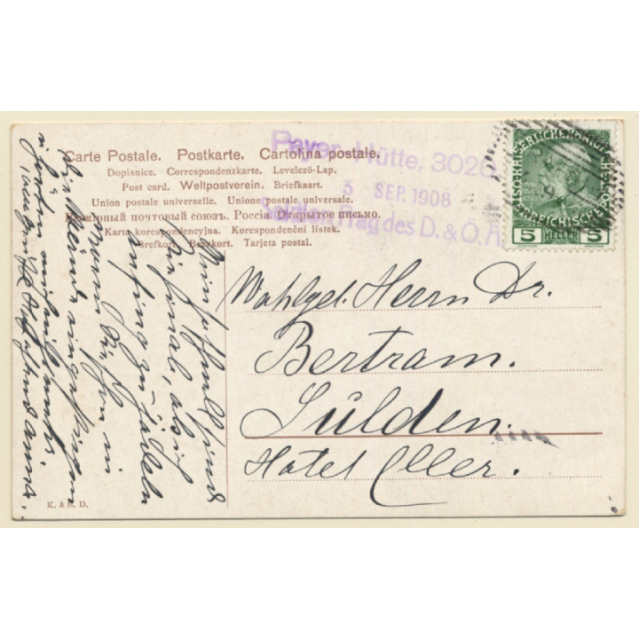 Südtirol: Ortlergipfel & Payerhütte (Vintage PC 1908)