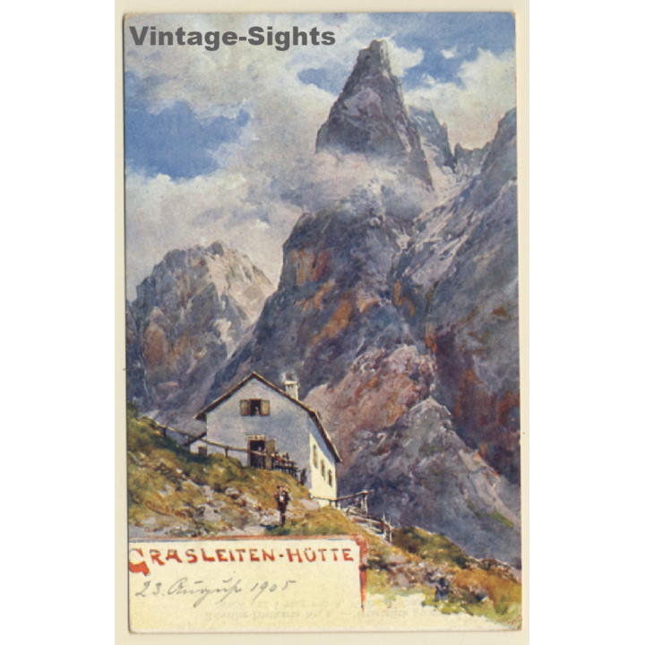 Südtirol: Grasleiten Hütte - Dolomites (Vintage PC 1905)