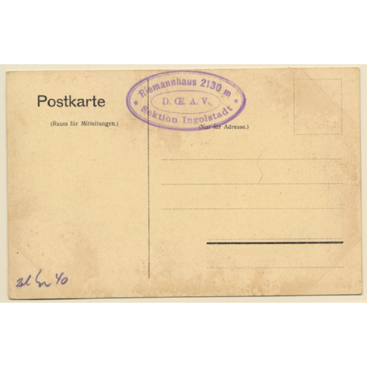 Austria: Riemannhaus (2130m) Mountain (Vintage PC  ~1910s/1920s)