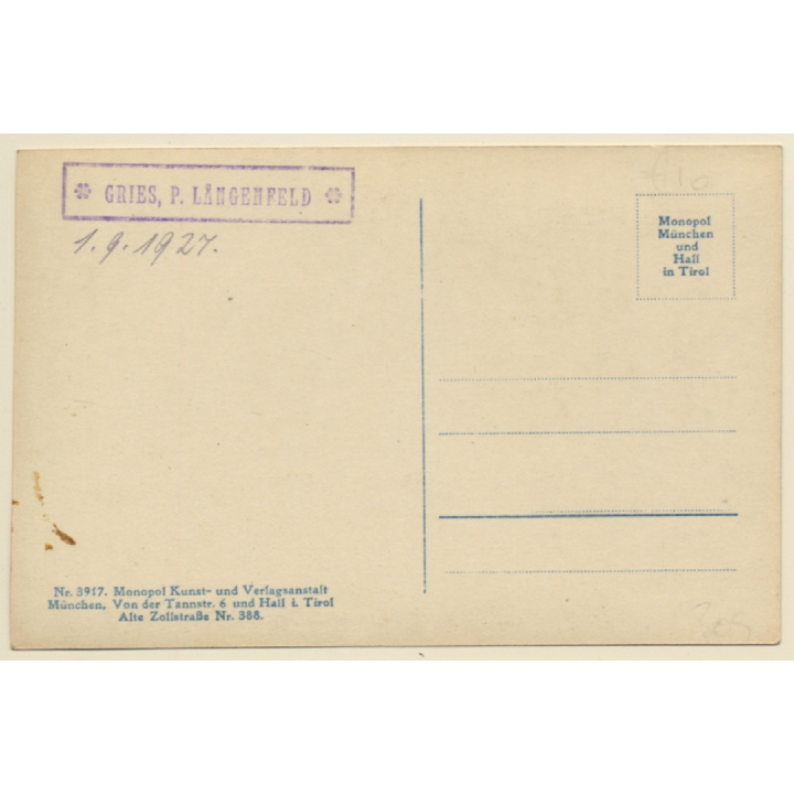 Oetztal / Tirol: Ramol Haus / Schutzhütte (Vintage RPPC 1927)