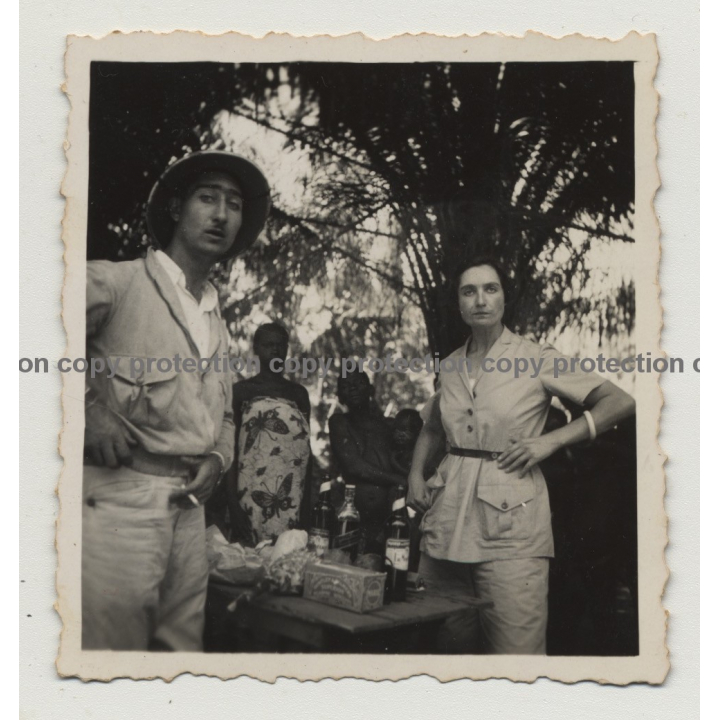 Rencontre Dans La Brousse - Meeting In Th Bush 2 / Congo (Vintage Photo B/W 1936)