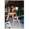 Erotic Study: Racy Darkhaired Nude At Pool*3 / On Chair (Vintage Photo ~1990s)