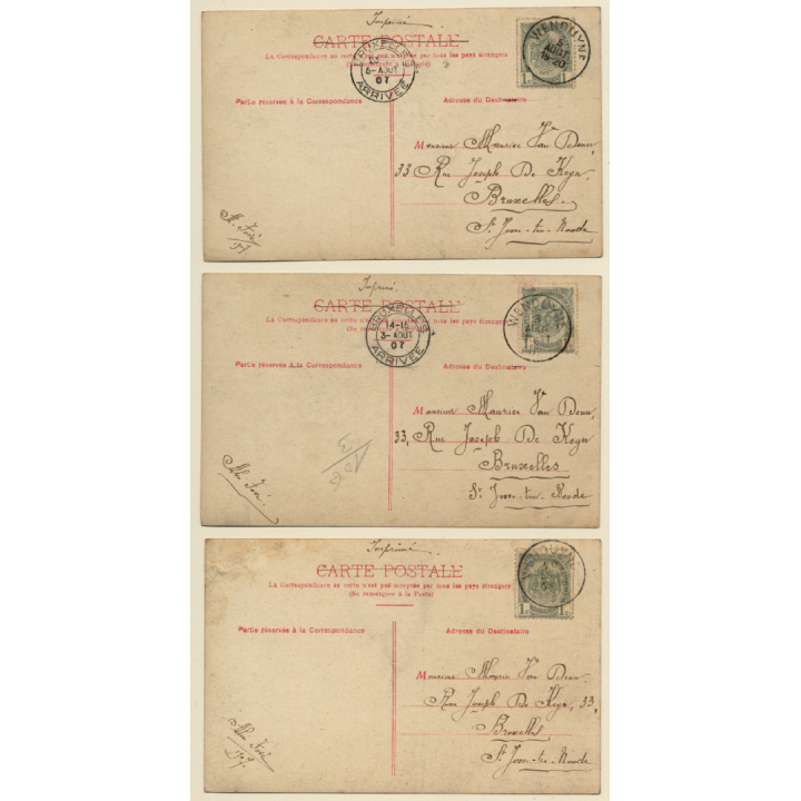 Sweet Little Baby Girl W. Hat  / Smoking - Sulky - Astonished (Set Of 3 Vintage RPPC 1907)