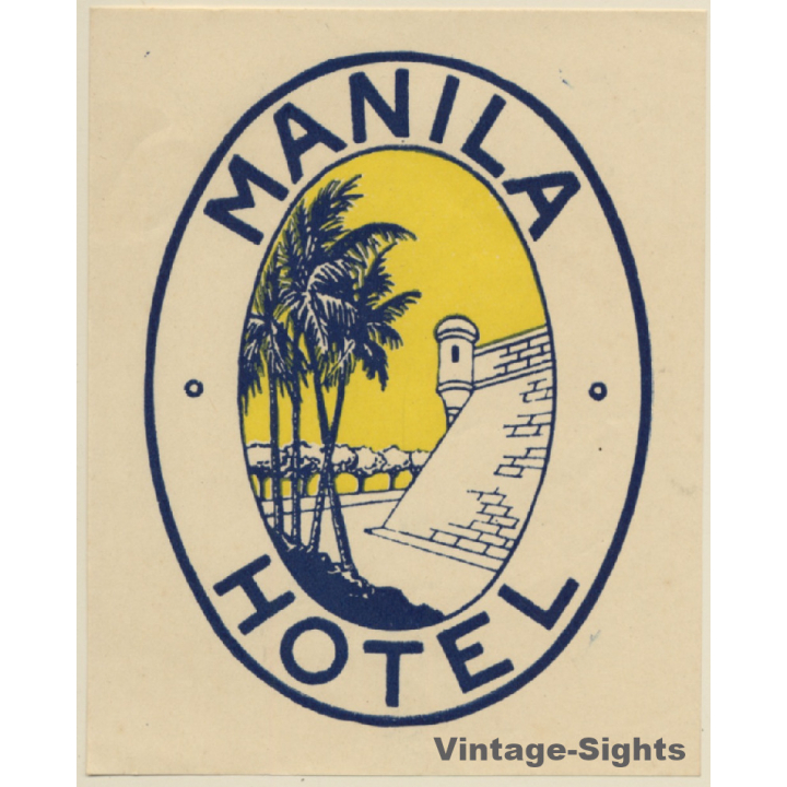 Philippines:  Manila Hotel - Palm Tree (Vintage Luggage Label)