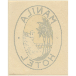 Philippines:  Manila Hotel - Palm Tree (Vintage Luggage Label)