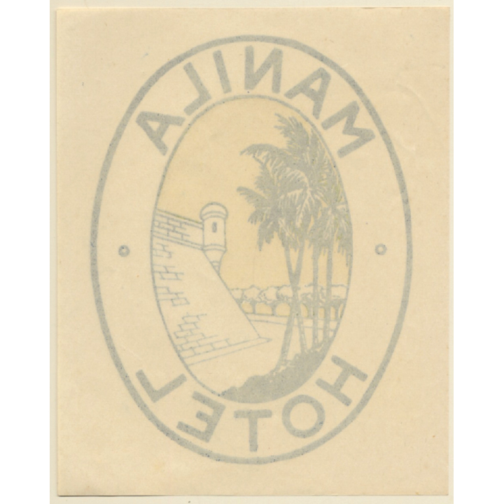 Philippines:  Manila Hotel - Palm Tree (Vintage Luggage Label)
