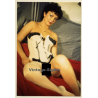 Erotic Study: Shorthaired Semi Nude In White Bodice (Vintage Photo ~1980s)